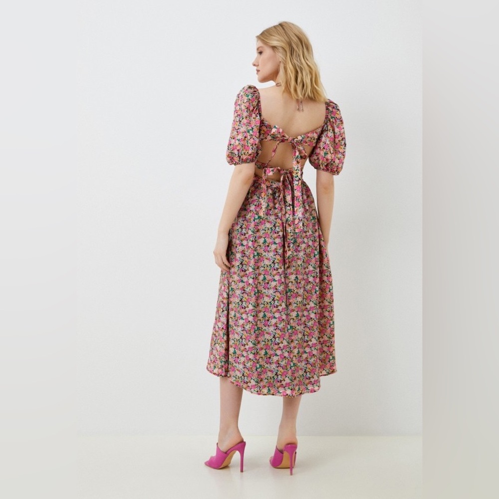 For Love and Lemon - Floral Pink Midi Dress - Picture 10 of 12